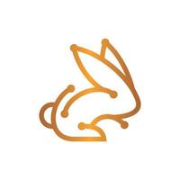 Rabbit standing tech line simplicity creative logo vector