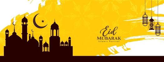 Eid Mubarak muslim cultural festival greeting banner design vector