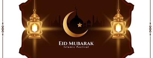 Eid Mubarak religious Islamic festival banner design vector
