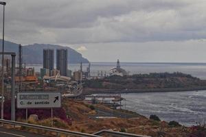 landscapes from the Spanish island of Tenerife with the highway and the ocean photo