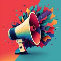 Colorful megaphone illustration, background. photo