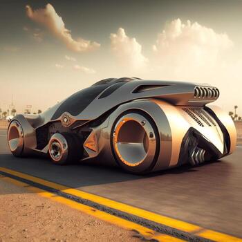 Futuristic technological super car with background. AI photo