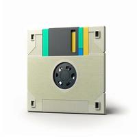 Antique computer floppy disk, background. AI photo