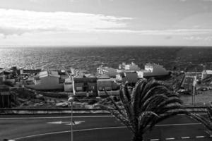 landscapes from the Spanish island of Tenerife with the highway and the ocean photo