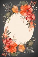 Colorful simple floral decoration illustration background template, creative arrangement of nature and flowers. Good for banner, wedding card invitation draft, birthday, greetings, and design element. photo