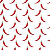 Seamless pattern red hot peppers on a white background. vector