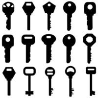 Key vector icon set on isolated background.