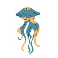Medusa en un blanco antecedentes. Oceano mar transparente criaturas, vector aislado ilustración. linda Medusa animales