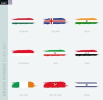 Grunge abstract brush stroke flag set, nine different flag. vector