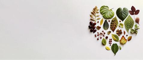 leafs and rustic leaf gathered make a shape of heart photo