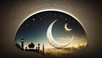 Ramadan Kareem with Beautiful Crescent Moon Background for banner photo
