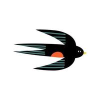 swallow in trendy flat style. hand drawn vector illustration