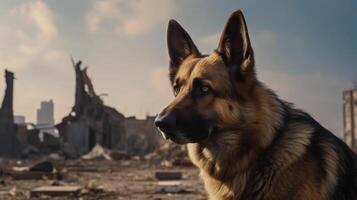 german shepherd dog on the street photo