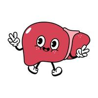 Cute funny jumping Liver character. Vector hand drawn traditional cartoon vintage, retro, kawaii character illustration icon. Isolated on white background. Liver jump character concept