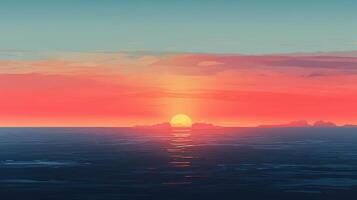 puesta de sol terminado el mar ai generado foto