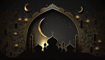 Golden Ramadan Background - 3D Rendering photo