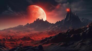 giant moon in the mountains photo