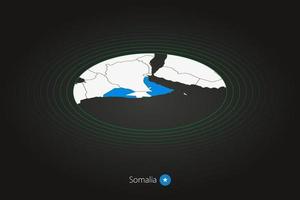 Somalia mapa en oscuro color, oval mapa con vecino países. vector