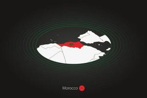 Marruecos mapa en oscuro color, oval mapa con vecino países. vector