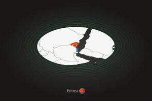 Eritrea map in dark color, oval map with neighboring countries. vector