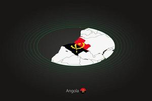 Angola map in dark color, oval map with neighboring countries. vector