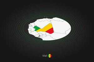 mali mapa en oscuro color, oval mapa con vecino países. vector