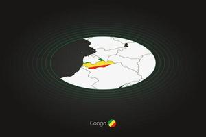 Congo map in dark color, oval map with neighboring countries. vector