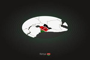 Kenya map in dark color, oval map with neighboring countries. vector