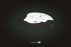 Lesotho map in dark color, oval map with neighboring countries. vector