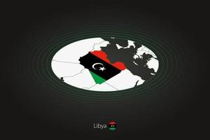 Libya map in dark color, oval map with neighboring countries. vector