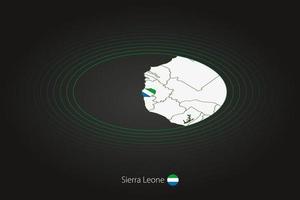 Sierra Leone map in dark color, oval map with neighboring countries. vector