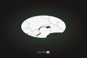 Burundi map in dark color, oval map with neighboring countries. vector