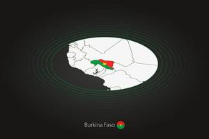 burkina faso mapa en oscuro color, oval mapa con vecino países. vector