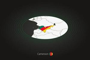 Camerún mapa en oscuro color, oval mapa con vecino países. vector