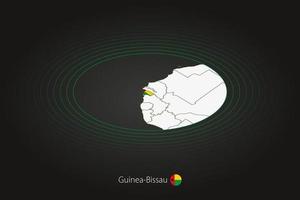 Guinea-Bissau map in dark color, oval map with neighboring countries. vector