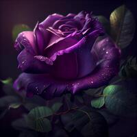 purple rose flower in black background photo