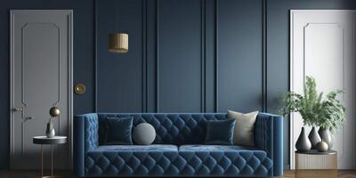 Modern Living Room Design with Blue Accents A Chic and Inviting Space photo