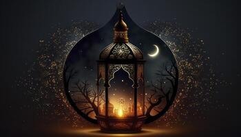 Golden Ramadan Background - 3D Rendering photo