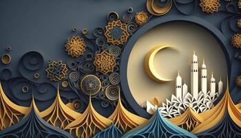 Ramadan Quilling Paper Art Illustration photo