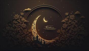 Golden Ramadan Background - 3D Rendering photo