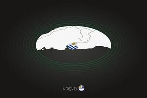 Uruguay map in dark color, oval map with neighboring countries. vector