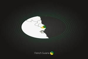 French Guiana map in dark color, oval map with neighboring countries. vector