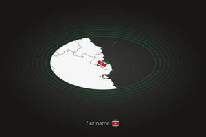 Surinam mapa en oscuro color, oval mapa con vecino países. vector