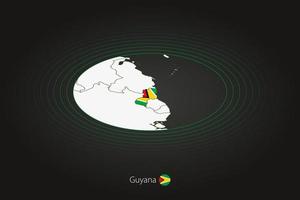 Guyana map in dark color, oval map with neighboring countries. vector