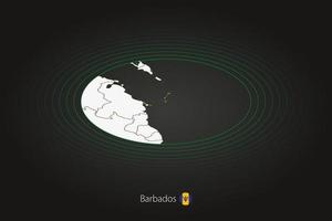 Barbados map in dark color, oval map with neighboring countries. vector