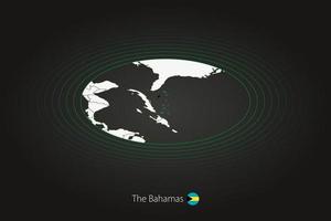 The Bahamas map in dark color, oval map with neighboring countries. vector