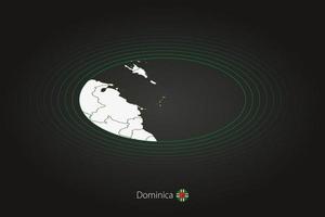 dominica mapa en oscuro color, oval mapa con vecino países. vector