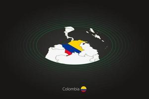 Colombia map in dark color, oval map with neighboring countries. vector