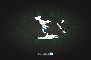 Nicaragua mapa en oscuro color, oval mapa con vecino países. vector