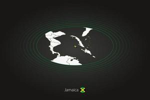 Jamaica mapa en oscuro color, oval mapa con vecino países. vector